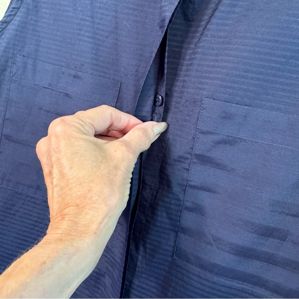 Theory Navy Blue Sleeveless Button Up Blouse - Picture 9 of 16